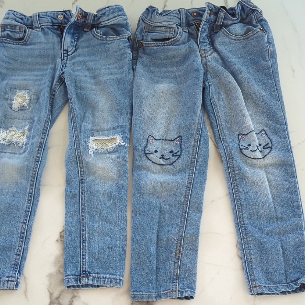 Two Pairs of Cat And Jack Kids Denim Jeans, Size 4